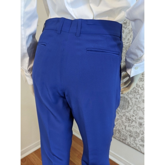 Celine Silk Royal Blue Dress Ankle Pants Size 40 - Picture 4 of 8